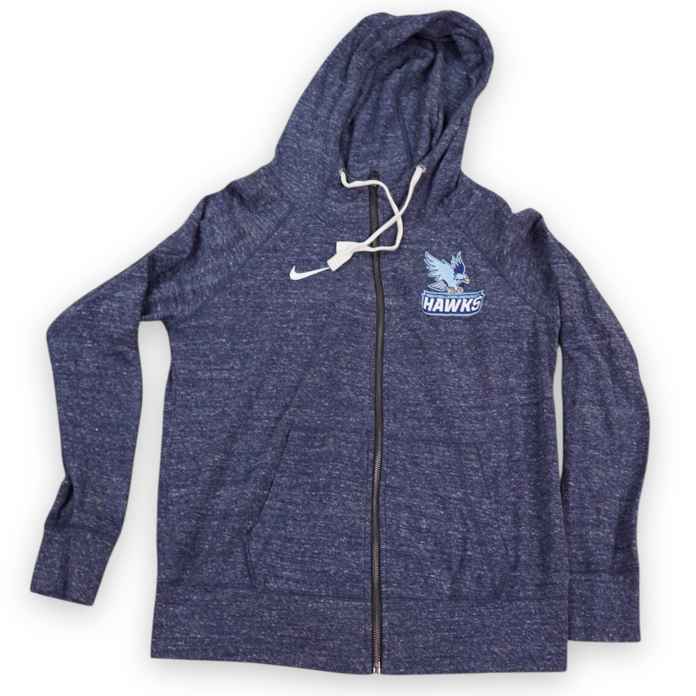 Nike Roger Williams Hawks Gym‎ Vintage Hoodie Womens Medium Blue Full-Zip 867307